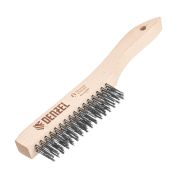 Щетка зачистная 3-х рядная, прямая проволока из нержавеющей стали с деревянной ручкой, EFP// Denzel