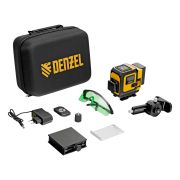 Лазерный уровень мультипризменный DLV-360-3C, 30 м, зеленый луч, Li-Ion 2,4 Aч, кейс// Denzel