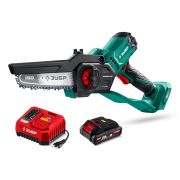 ЗУБР 20 В, 150 мм шина, 1 АКБ LMS (2 Ач), мини-пила цепная аккумуляторная (ПЦБ-2015-21)