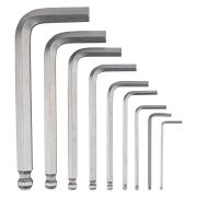 Набор ключей имбусовых, HEX, 1,5-10 мм, CrV, 9 шт., с шаром Denzel