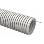 Труба гофрированная ПВХ d25мм с протяжкой сер. (уп.75м) TOKOV ELECTRIC TKE-TG/P-25-C06/75