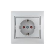 Розетка 1-м СП Mira 16А IP20 с заземл. защ. шторки со вставкой керамика сер. метал. LEZARD 701-1010-124