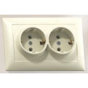 Розетка 2-м СП Селена РС16-372 16А IP20 с заземл. сл. кость Кунцево 8148