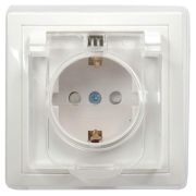 Розетка 1-м СП Кварта РСбш10-3-ККБ-44 16А IP44 с заземл. защ. шторки с крышкой керамика бел. GENERICA ERK70-K01-10-DM-44