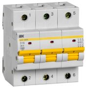 Выключатель автоматический модульный 3п D 16А 10кА ВА47-100МА без тепл. расцеп. KARAT IEK MVA43-3-016-D